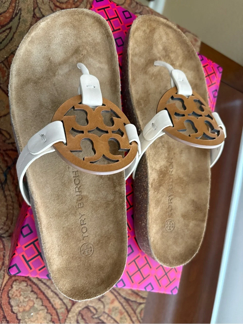 Tory Burch Miller Cloud Goat Leather/Cork Sandal Size 7  NIB